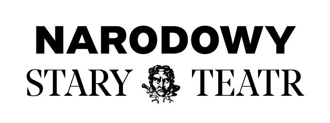  Logo składa się z napisu Narodowy Stary Teatr oraz grafiki przedstawiającej teatralną maskę na białym tle. Napis jest ułożony w dwóch wierszach. W górnym znajduje się słowo NARODOWY zapisane dużymi, czarnymi, pogrubionymi literami. W dolnym wierszu znajdują się słowa STARY i TEATR zapisane dużymi, czarnymi literami. Pomiędzy nimi umieszczono obraz teatralnej maski narysowanej czarną kreską. Maska przypomina ludzką twarz. Rysy twarzy są wyraźne, brwi i czoło zmarszczone, usta wąskie i zaciśnięte, a oczy szeroko otwarte. Na czoło opadają loki. Po obu stronach maski znajdują się tasiemki służące do mocowania jej na twarzy. Zza maski po lewej stronie wystaje miecz, a po prawej kielich.